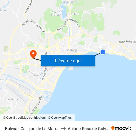 Bolivia - Callejón de La Marina to Aulario Rosa de Gálvez map