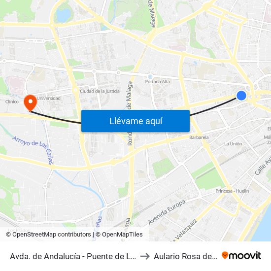 Avda. de Andalucía - Puente de Las Américas to Aulario Rosa de Gálvez map