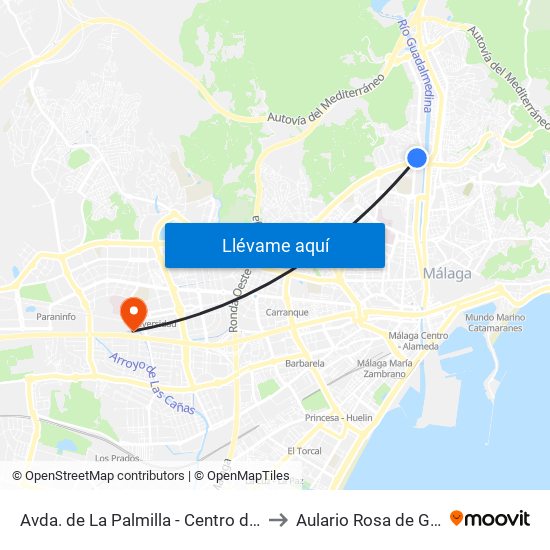 Avda. de La Palmilla - Centro de Salud to Aulario Rosa de Gálvez map