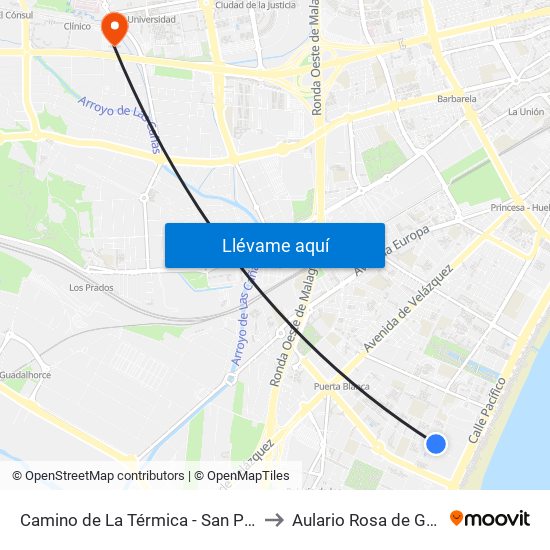 Camino de La Térmica - San Patricio to Aulario Rosa de Gálvez map