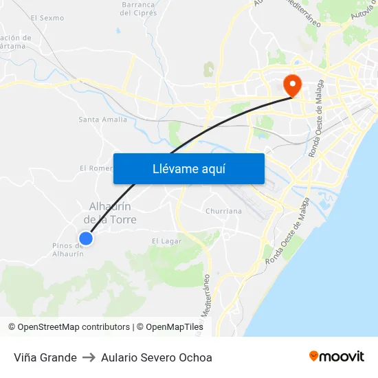 Viña Grande to Aulario Severo Ochoa map