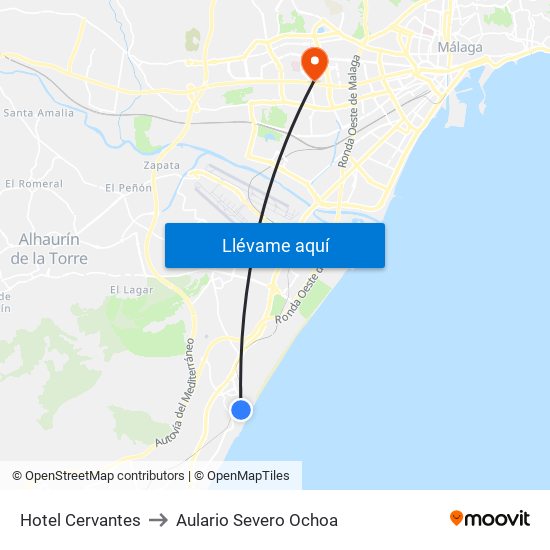 Hotel Cervantes to Aulario Severo Ochoa map