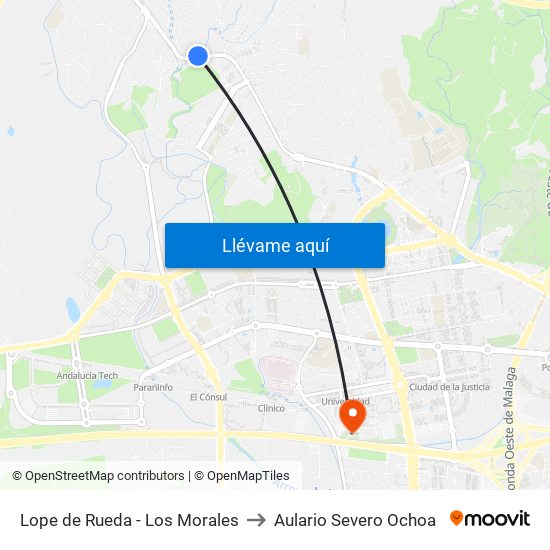 Lope de Rueda - Los Morales to Aulario Severo Ochoa map