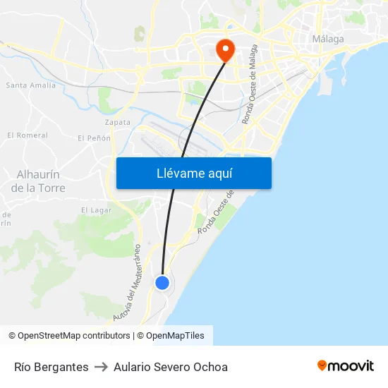 Río Bergantes to Aulario Severo Ochoa map