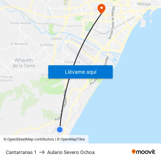 Cantarranas 1 to Aulario Severo Ochoa map