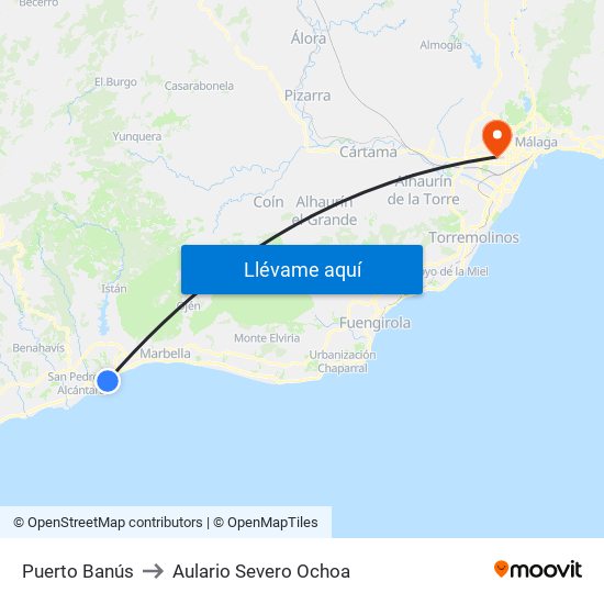 Puerto Banús to Aulario Severo Ochoa map