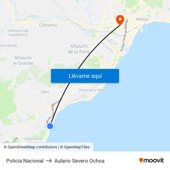 Policía Nacional to Aulario Severo Ochoa map