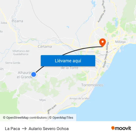 La Paca to Aulario Severo Ochoa map