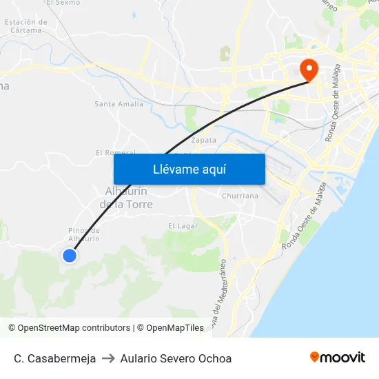 C. Casabermeja to Aulario Severo Ochoa map