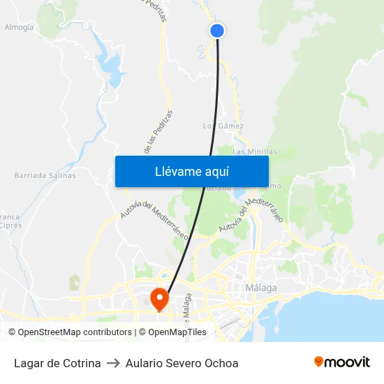 Lagar de Cotrina to Aulario Severo Ochoa map