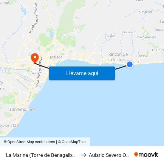 La Marina (Torre de Benagalbón Cp) to Aulario Severo Ochoa map