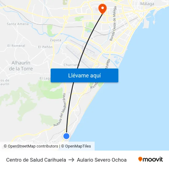 Centro de Salud Carihuela to Aulario Severo Ochoa map