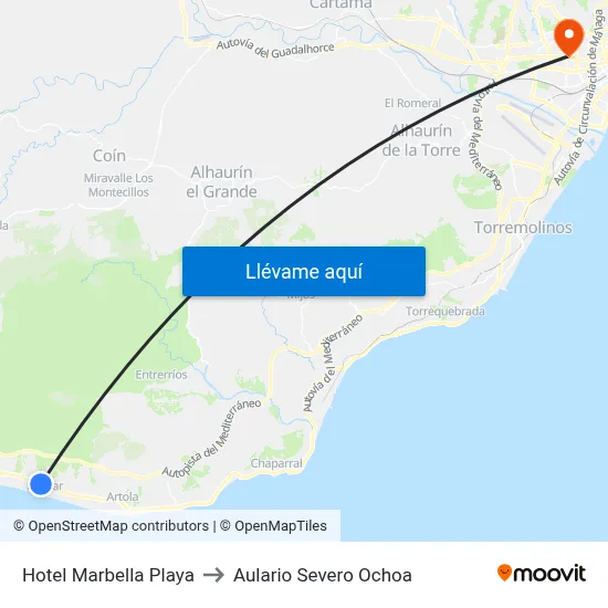 Hotel Marbella Playa to Aulario Severo Ochoa map