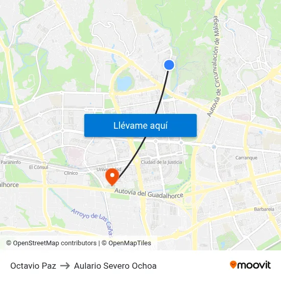 Octavio Paz to Aulario Severo Ochoa map