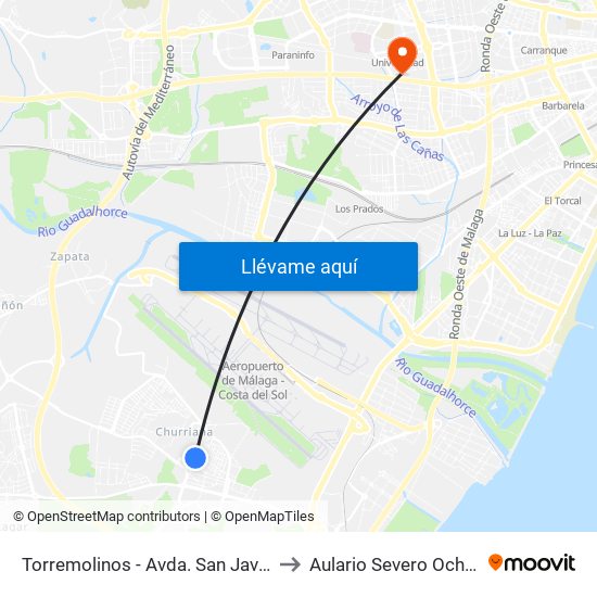Torremolinos - Avda. San Javier to Aulario Severo Ochoa map