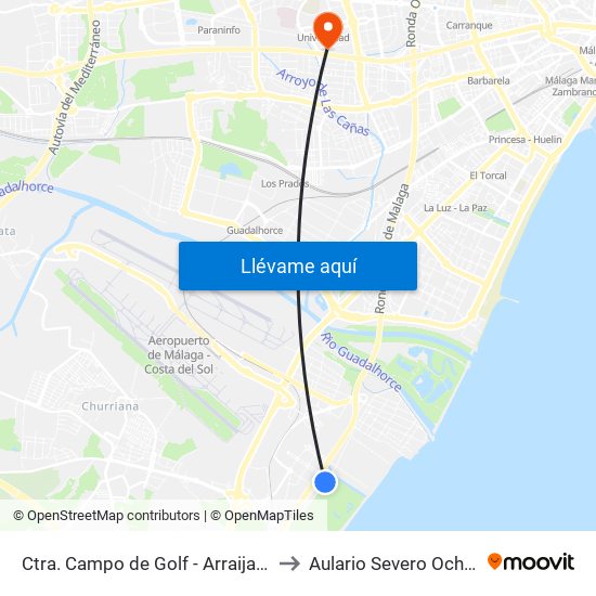 Ctra. Campo de Golf - Arraijanal to Aulario Severo Ochoa map
