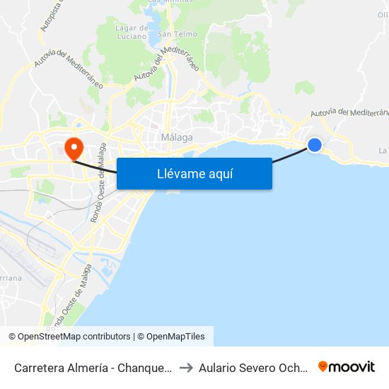 Carretera Almería - Chanquete to Aulario Severo Ochoa map