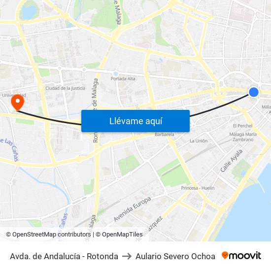Avda. de Andalucía - Rotonda to Aulario Severo Ochoa map