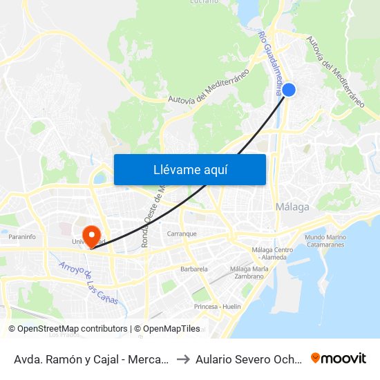 Avda. Ramón y Cajal - Mercado to Aulario Severo Ochoa map
