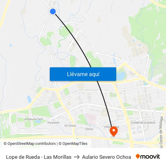 Lope de Rueda - Las Morillas to Aulario Severo Ochoa map