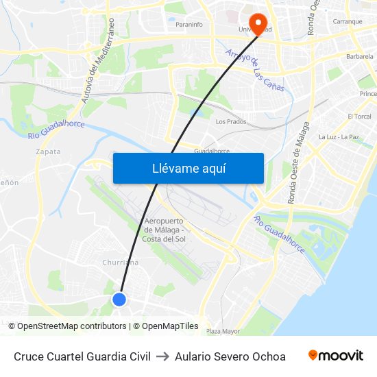 Cruce Cuartel Guardia Civil to Aulario Severo Ochoa map
