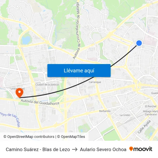 Camino Suárez - Blas de Lezo to Aulario Severo Ochoa map