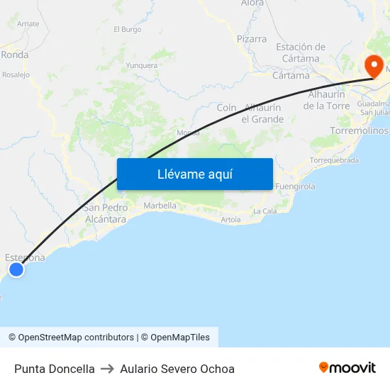 Punta Doncella to Aulario Severo Ochoa map
