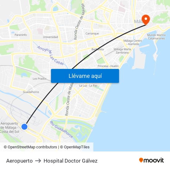 Aeropuerto to Hospital Doctor Gálvez map