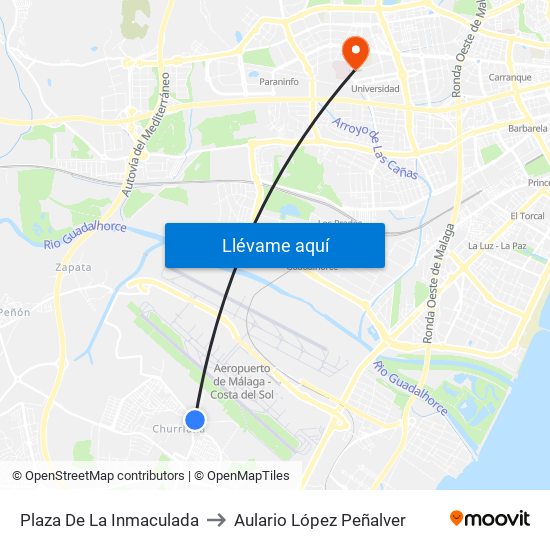 Plaza De La Inmaculada to Aulario López Peñalver map