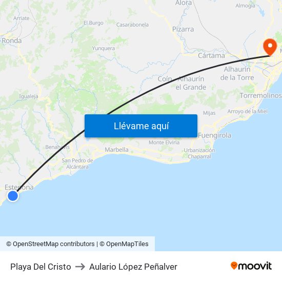 Playa Del Cristo to Aulario López Peñalver map