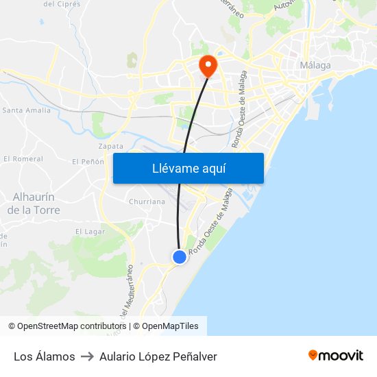 Los Álamos to Aulario López Peñalver map