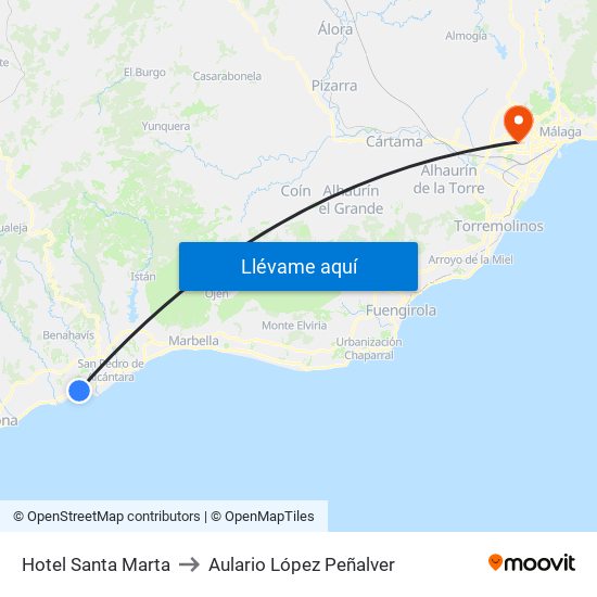 Hotel Santa Marta to Aulario López Peñalver map