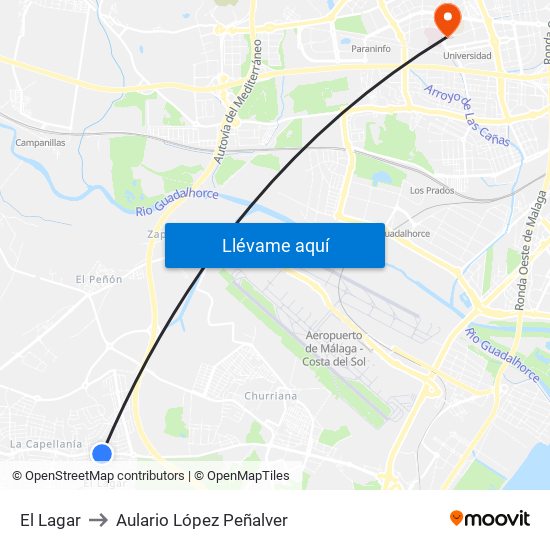 El Lagar to Aulario López Peñalver map