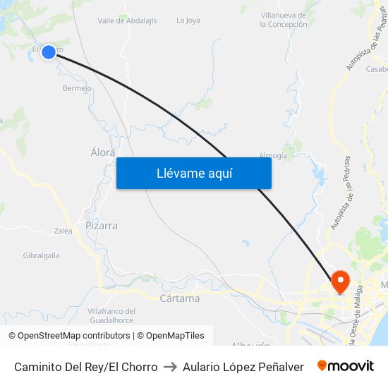 Caminito Del Rey/El Chorro to Aulario López Peñalver map