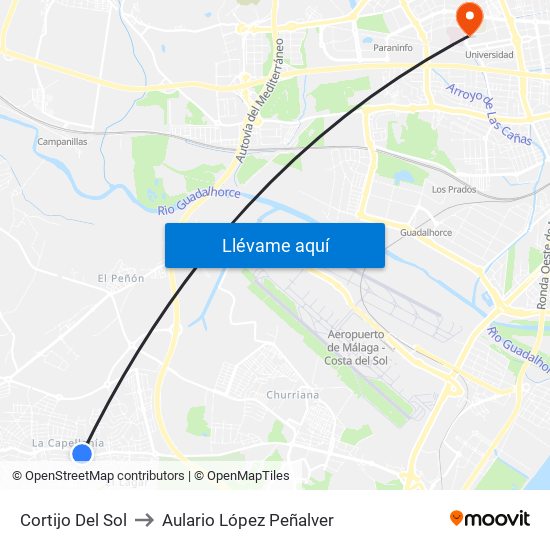 Cortijo Del Sol to Aulario López Peñalver map
