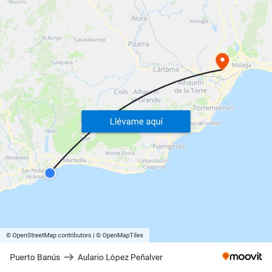 Puerto Banús to Aulario López Peñalver map