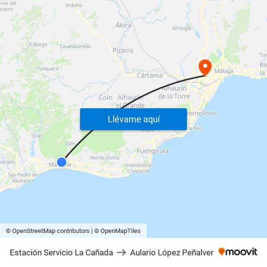 Estación Servicio La Cañada to Aulario López Peñalver map