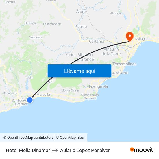 Hotel Meliá Dinamar to Aulario López Peñalver map