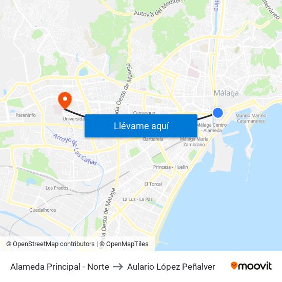 Alameda Principal - Norte to Aulario López Peñalver map