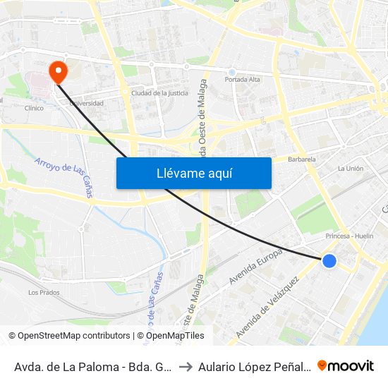 Avda. de La Paloma - Bda. Girón to Aulario López Peñalver map