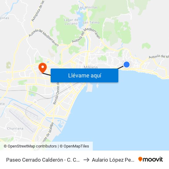 Paseo Cerrado Calderón - C. Comercial to Aulario López Peñalver map