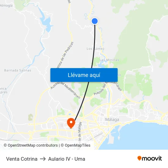 Venta Cotrina to Aulario IV - Uma map