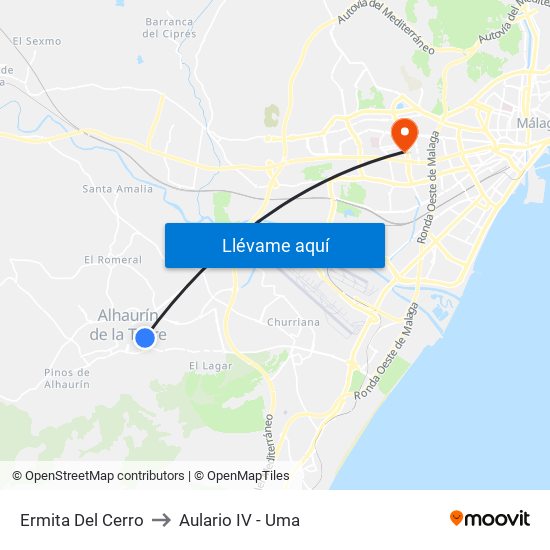 Ermita Del Cerro to Aulario IV - Uma map