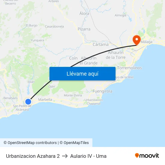 Urbanizacion Azahara 2 to Aulario IV - Uma map