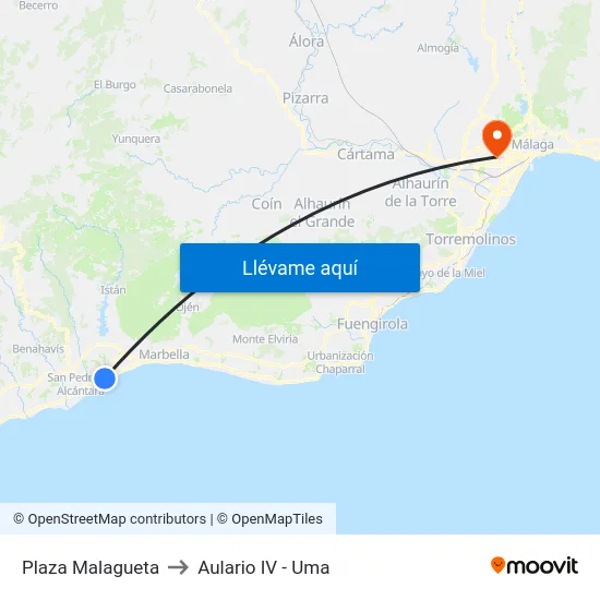 Plaza Malagueta to Aulario IV - Uma map
