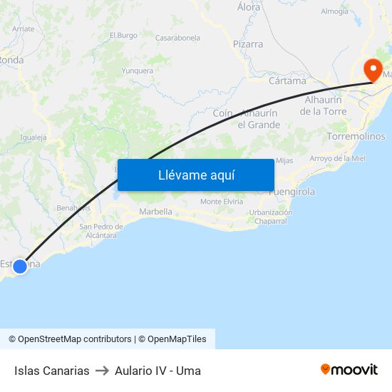 Islas Canarias to Aulario IV - Uma map
