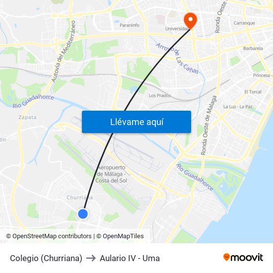 Colegio (Churriana) to Aulario IV - Uma map