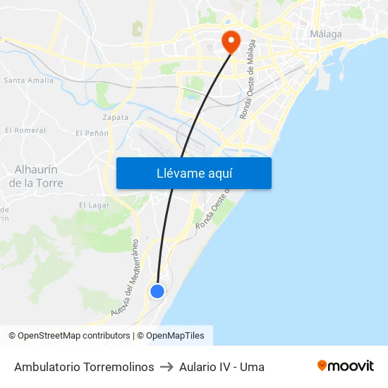 Ambulatorio Torremolinos to Aulario IV - Uma map