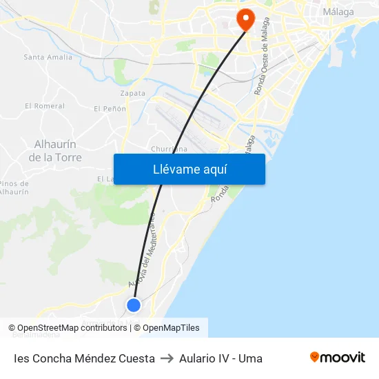 Ies Concha Méndez Cuesta to Aulario IV - Uma map