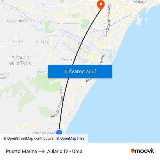Puerto Marina to Aulario IV - Uma map